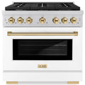 36 5.2 cu. ft. Gas Range with Convection Gas Oven in Stainless Steel with White Matte Door and Gold Accents A90694