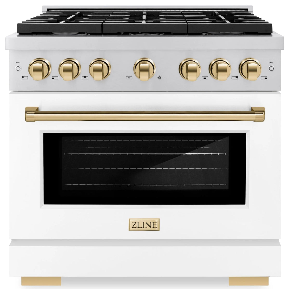 36 5.2 cu. ft. Gas Range with Convection Gas Oven in Stainless Steel with White Matte Door and Gold Accents A90694