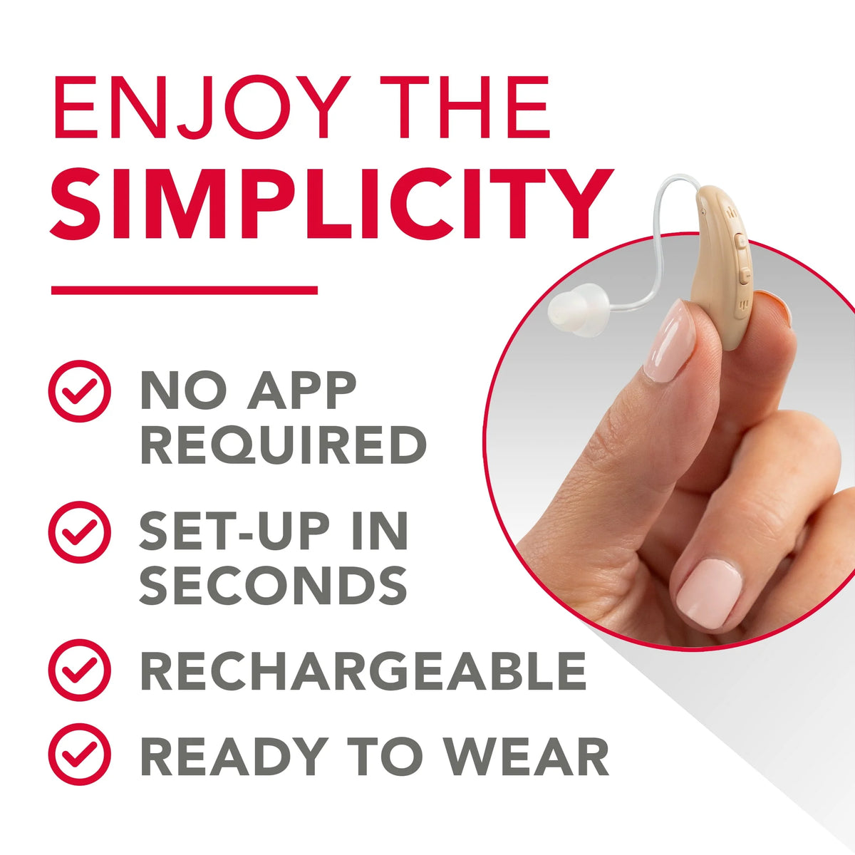 Behind-the-Ear Hearing Aids with Charging Case U596