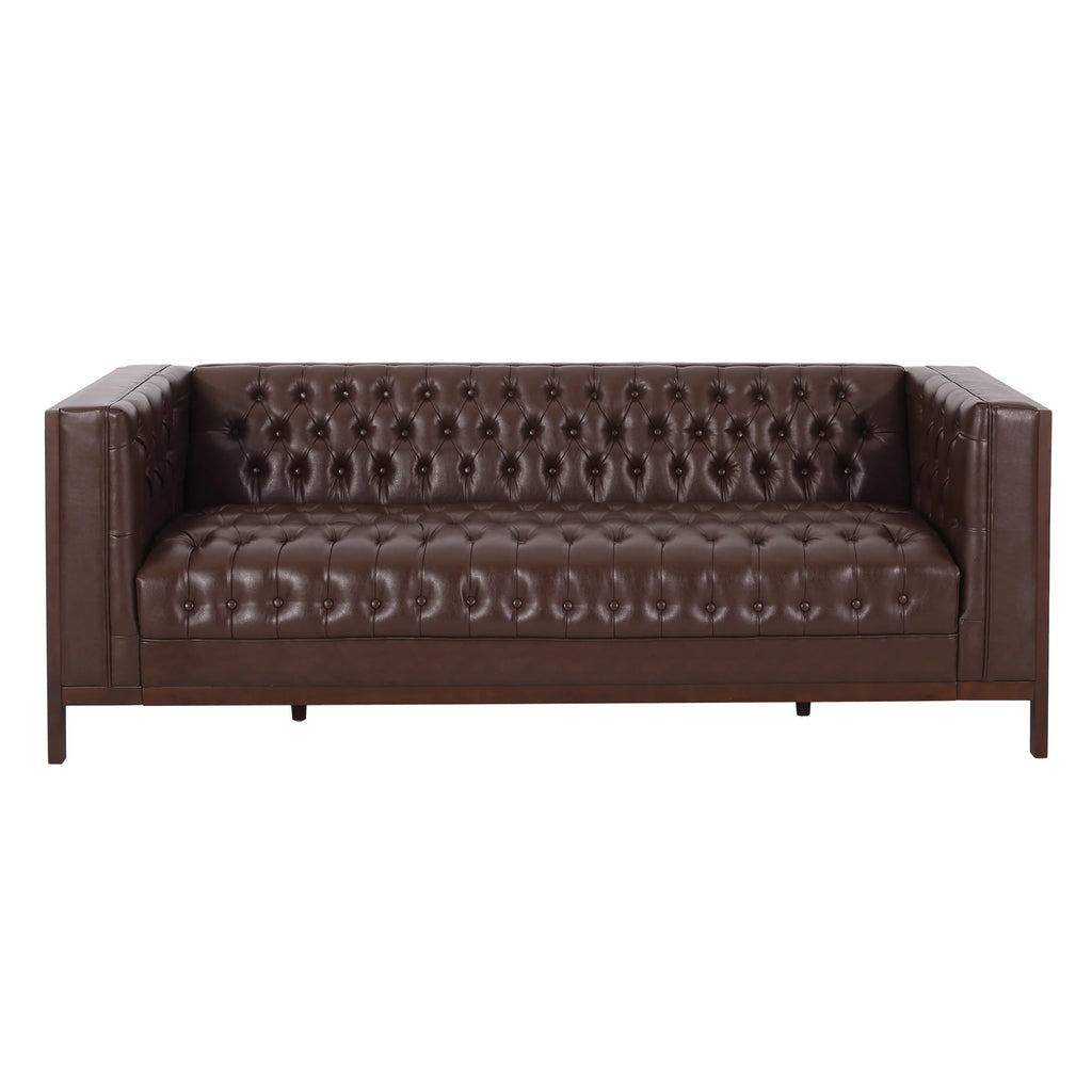 Dark Brown Faux Leather Sofa G4962