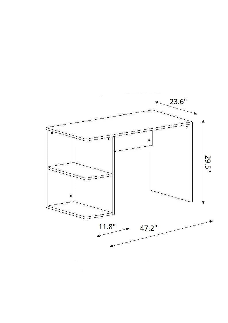 2 Tier White Walnut Modern Desk T892837