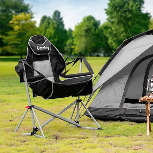 Folding Aluminum Adjustable Hammock Camping Chair with Pillow Cup Holder Carry Bag O242419