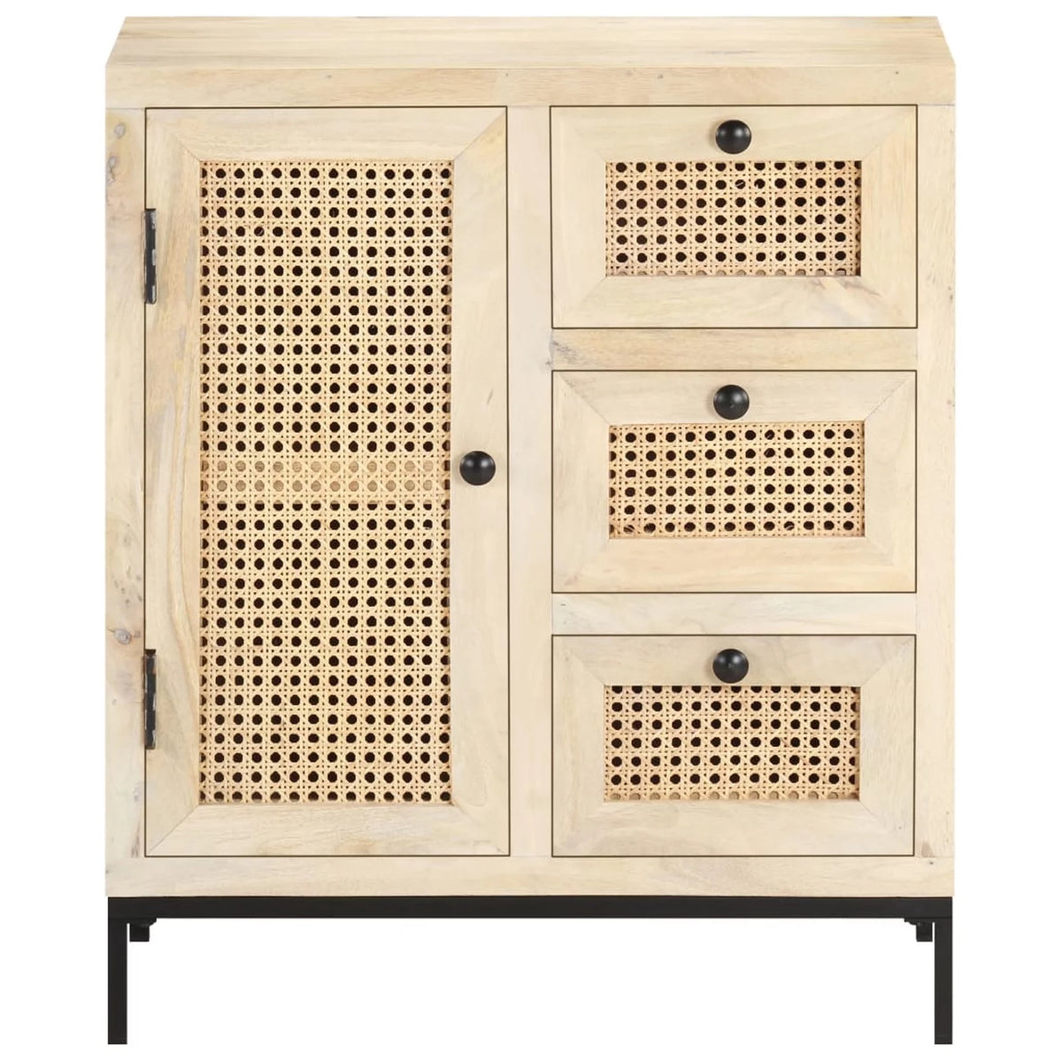Solid Mango Wood and Natural Cane Sideboard K713