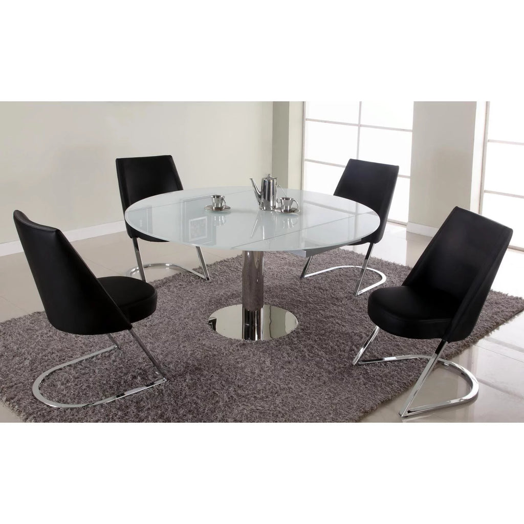 Contemporary White Glass Dining Table M42790