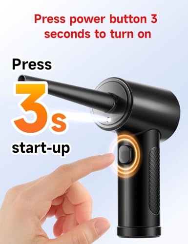 Compressed Air Duster 3-Gear 51000RPM Cordless Rechargeable LED Light Black Y927723