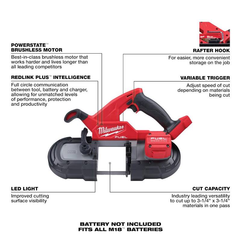18V Lithium-Ion Brushless Cordless Compact Bandsaw & 12.0Ah Battery W663