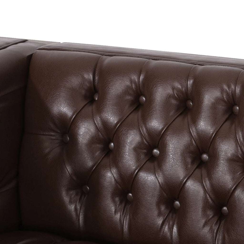Dark Brown Faux Leather Sofa G4962