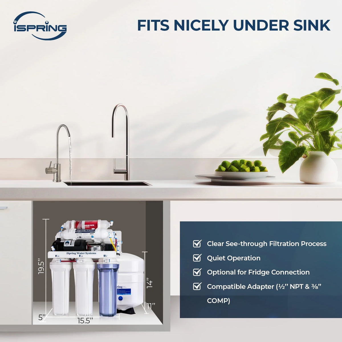 6-Stage Reverse Osmosis Under Sink Water Filtration System with Alkaline Filter and Pump S697