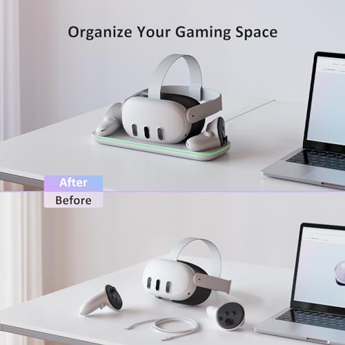 Charging Dock with LED Light and Controller Mount, 2 Rechargeable Batteries, White F555607