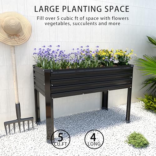 Galvanized Raised Garden Bed with Legs, 2PCS 48×18×30in Elevated Planter Box, Black X275