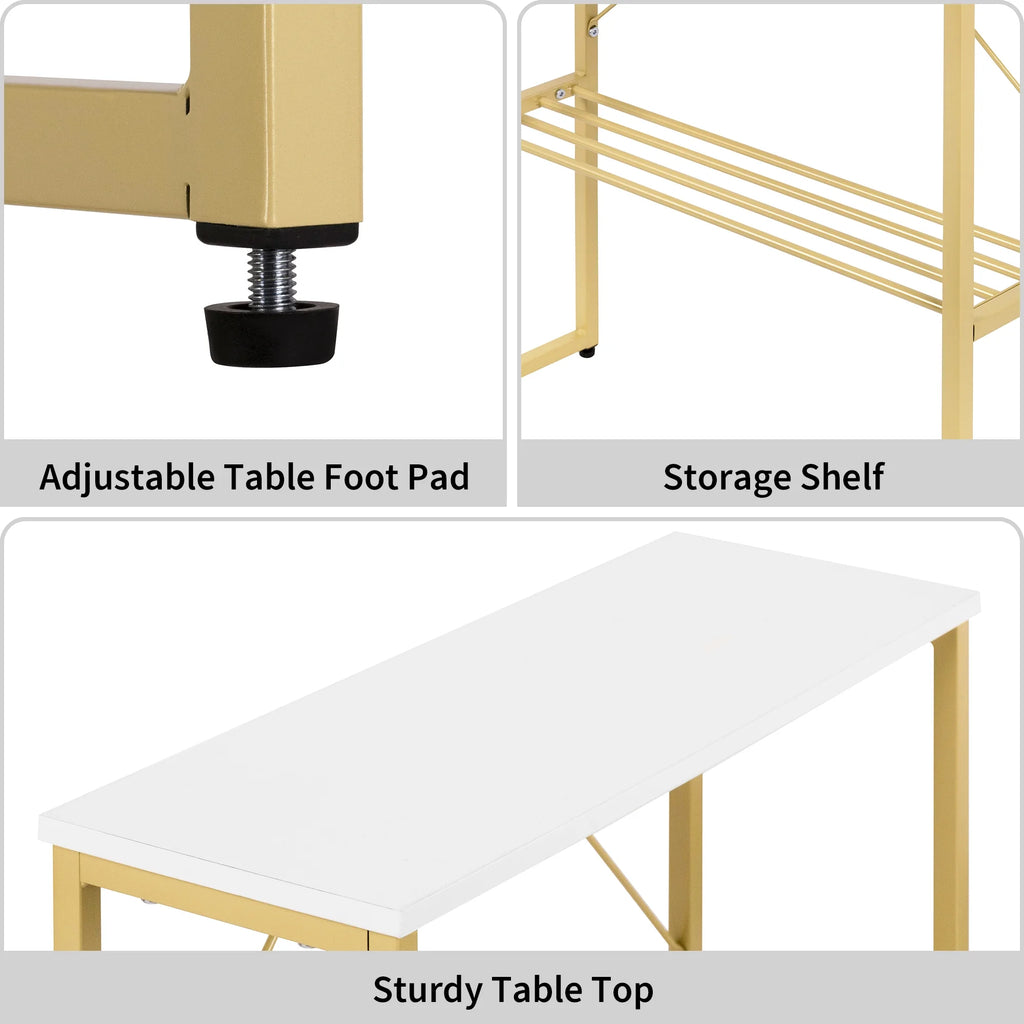 White Narrow Side Table with Shelf Z9949
