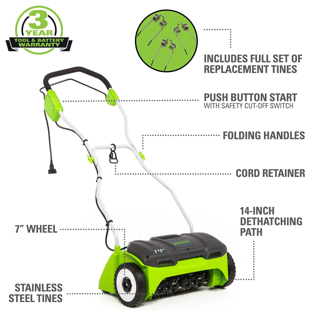 14 in. 10 Amp Corded Electric Dethatcher F817924