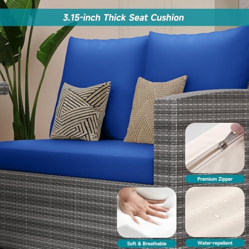 7 Piece Outdoor Patio Furniture Set with Plastic Wooden Table L44729