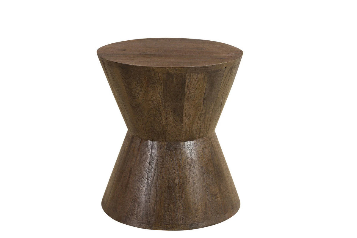 Dark Brown Solid Wood Round End Table Y544913