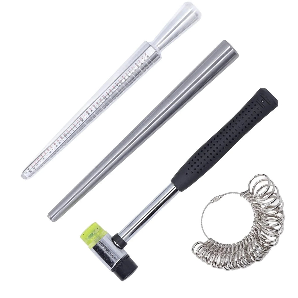 Ring Mandrel Sizer Aluminum Measuring Gauge Jewelry Making Tools O49074