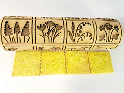 Embossing Rolling Pin with 16 Different Flowers Z975