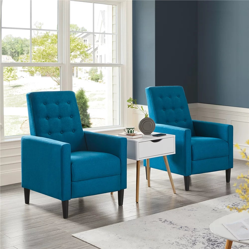Blue Fabric Recliner Set of 2 T369853