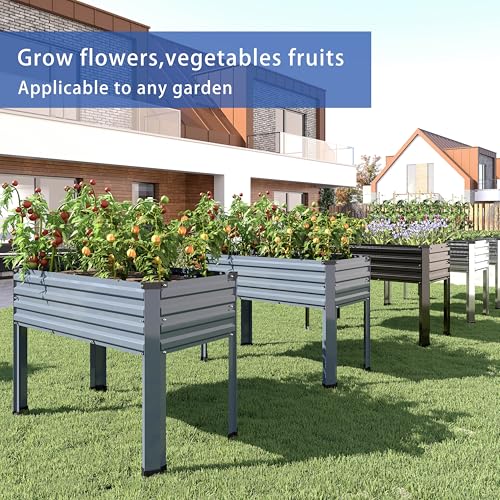 Galvanized Raised Garden Bed with Legs, 2PCS 48×18×30in Elevated Planter Box, Black X275