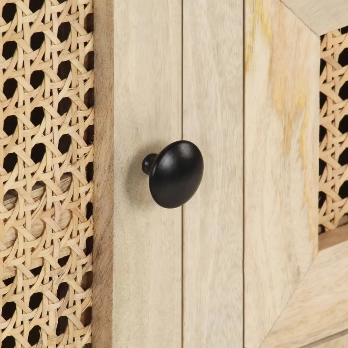 Solid Mango Wood and Natural Cane Sideboard K713
