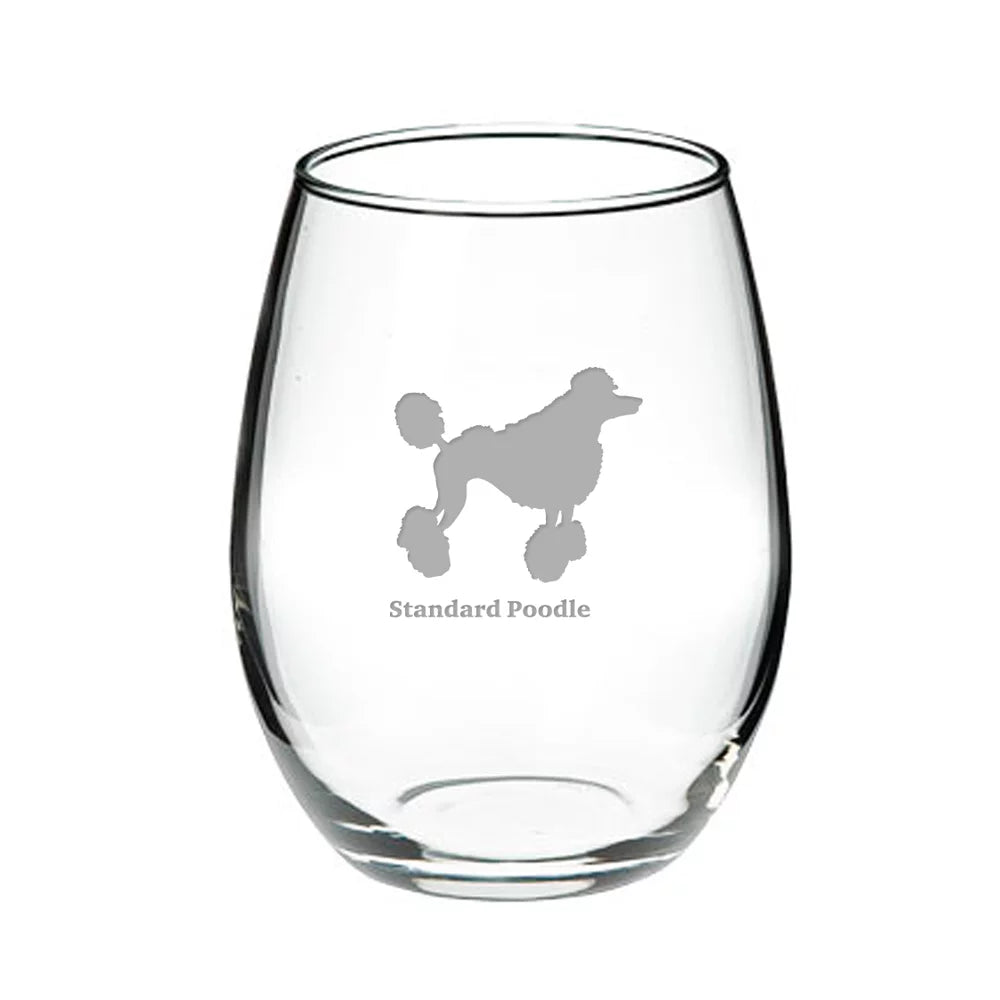Poodle Stemless Red Wine Glass S991