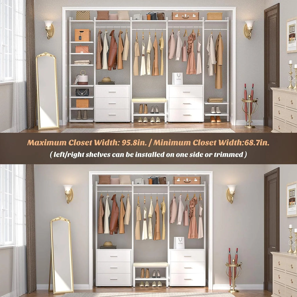 White Heavy Duty Clothing Rack with 6 Drawers D68996