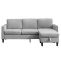 Modern Sectional Sofa with Movable Storage Ottoman Dark Grey T6381