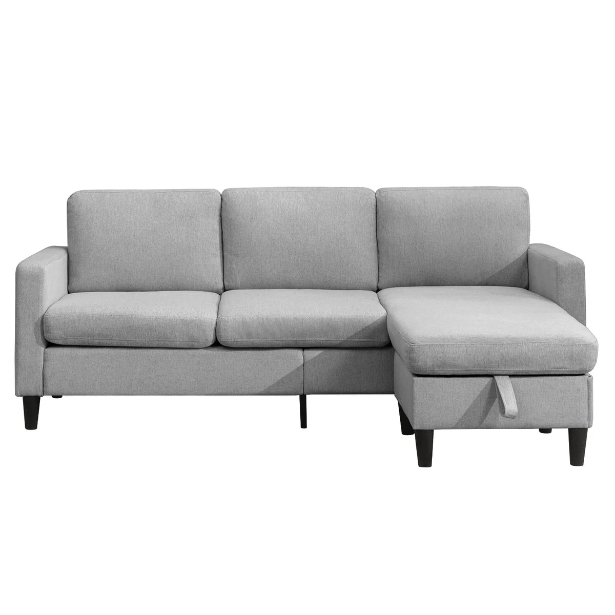 Modern Sectional Sofa with Movable Storage Ottoman Dark Grey T6381