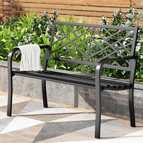 43 Inch Cast Iron Steel Frame Outdoor Garden Bench N1126