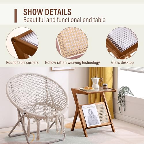 Bamboo Rattan Coffee Table with Wheels F371