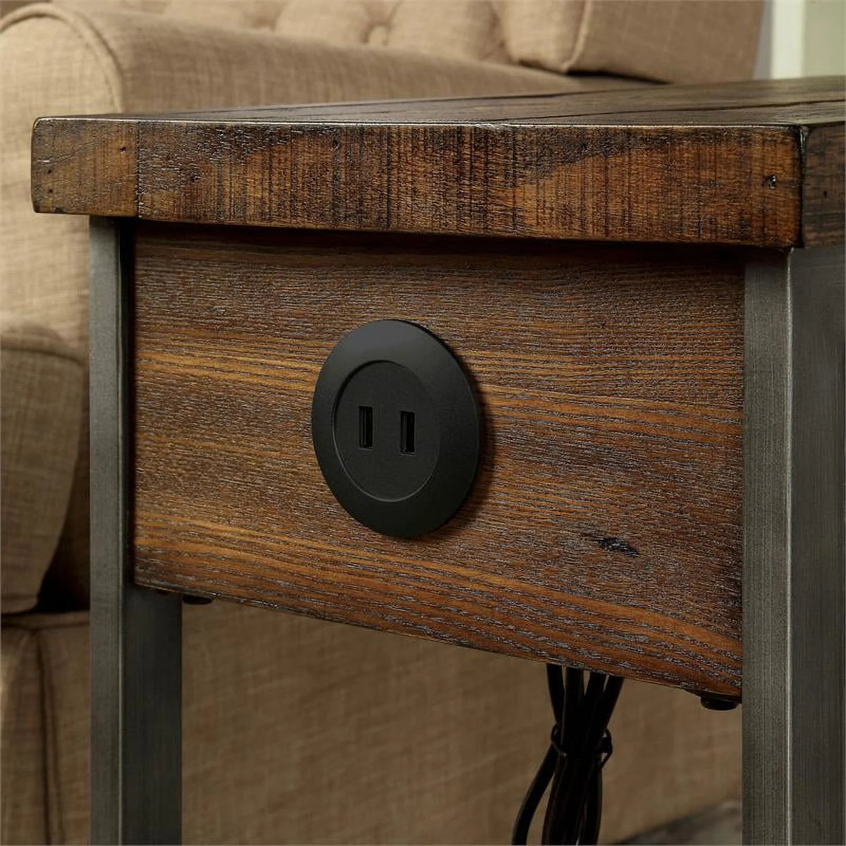 Farmhouse Wood 1-Drawer Side Table in Oak B46126