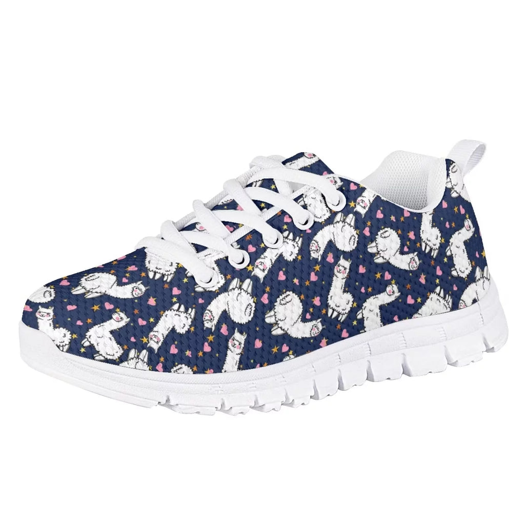 Sneakers for Girls Cartoon Alpaca Print Low Top Lace Up Size 12 N5658