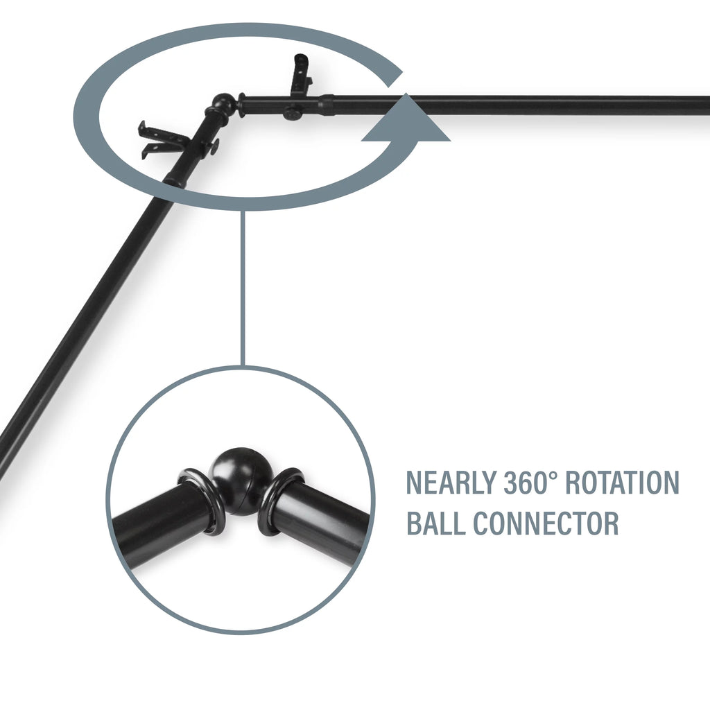 Multi Angle Ceiling Rod Room Divider Adjustable 28-48 inch Black Z78182
