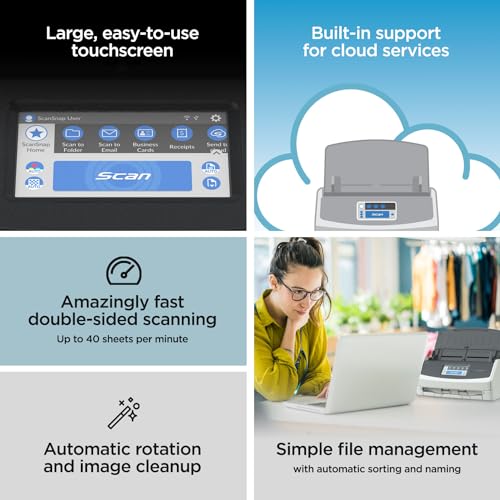 Black Document Scanner with Touchscreen and Auto Document Feeder Y768627