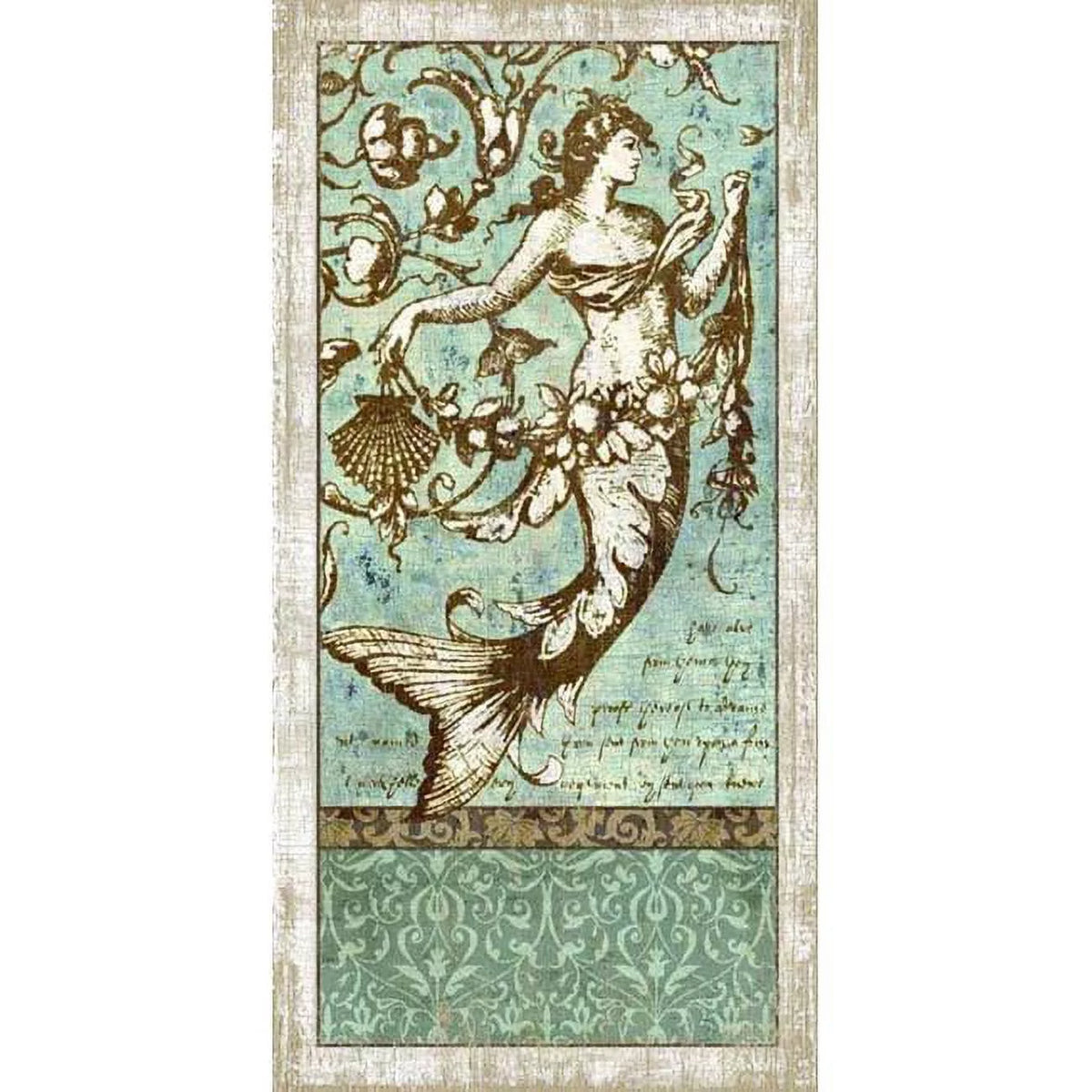 Aqua Blue Distressed Driftwood Mermaid Wall Art C95607