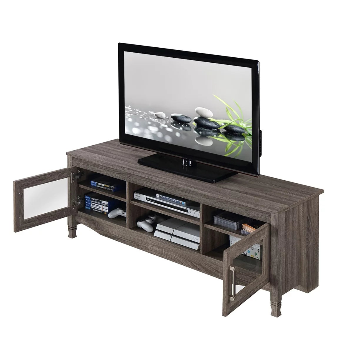 Grey Driftwood TV Stand up to 60 Inches with 2 Doors L249753