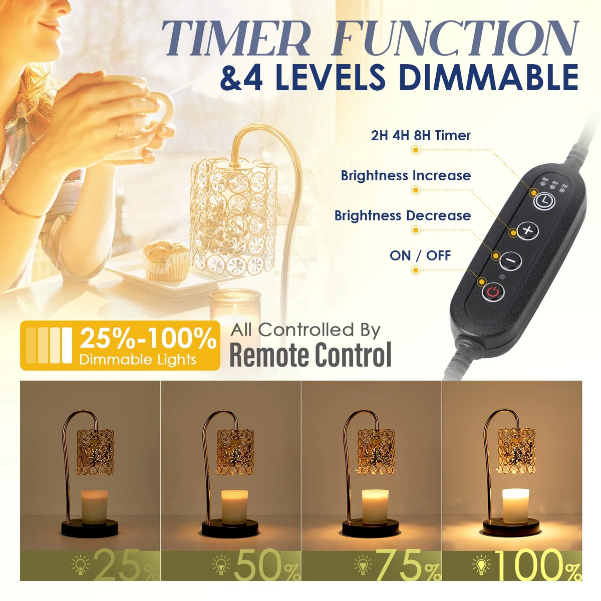 Black Candle Warmer Lamp with Timer P280