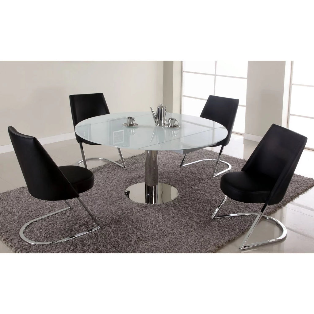 Contemporary White Glass Dining Table M42790