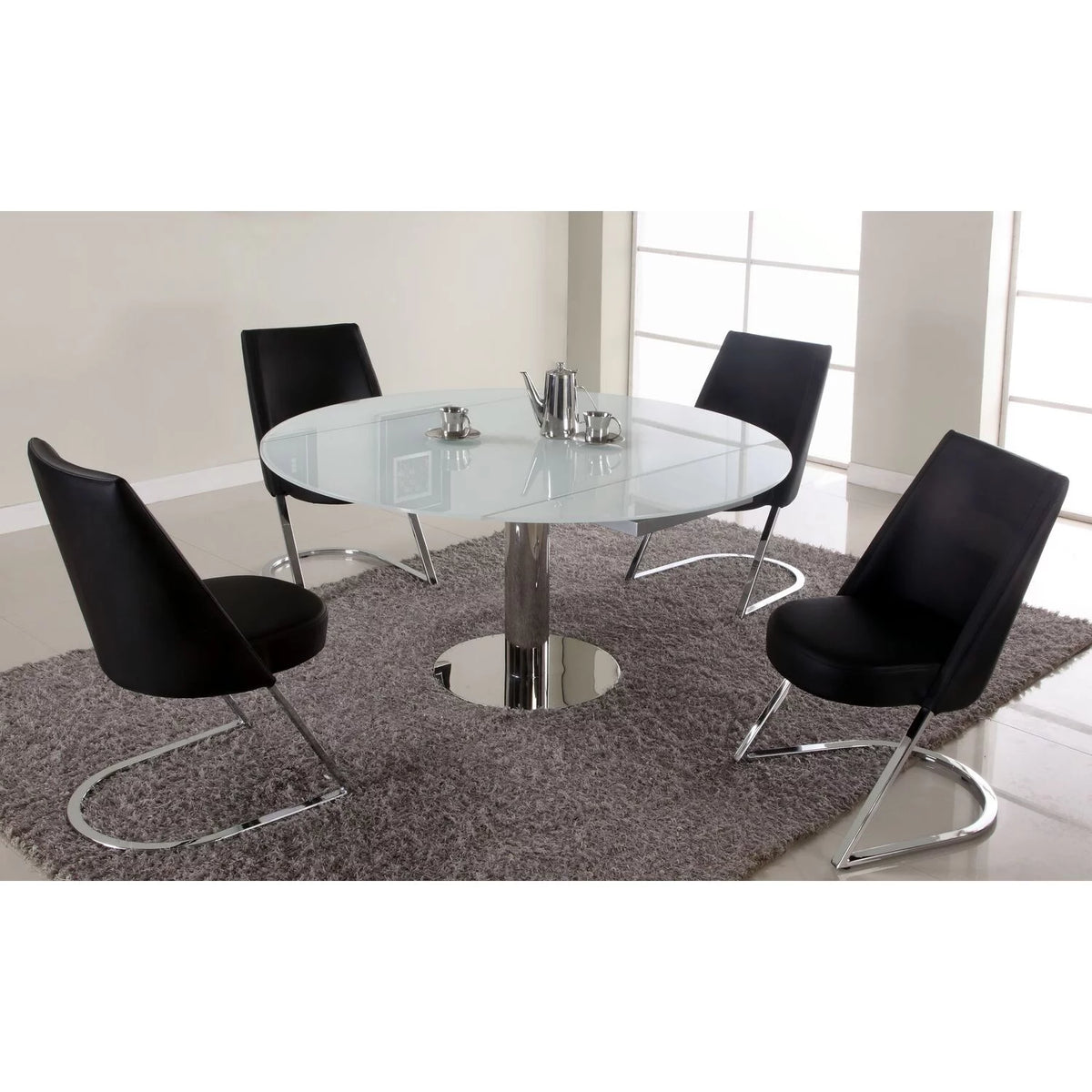 Contemporary White Glass Dining Table M42790