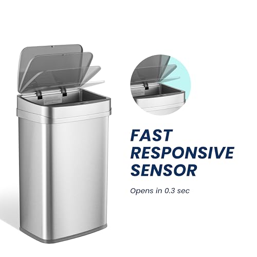 13 Gallon Stainless Steel Motion Sensor Trash Can J967