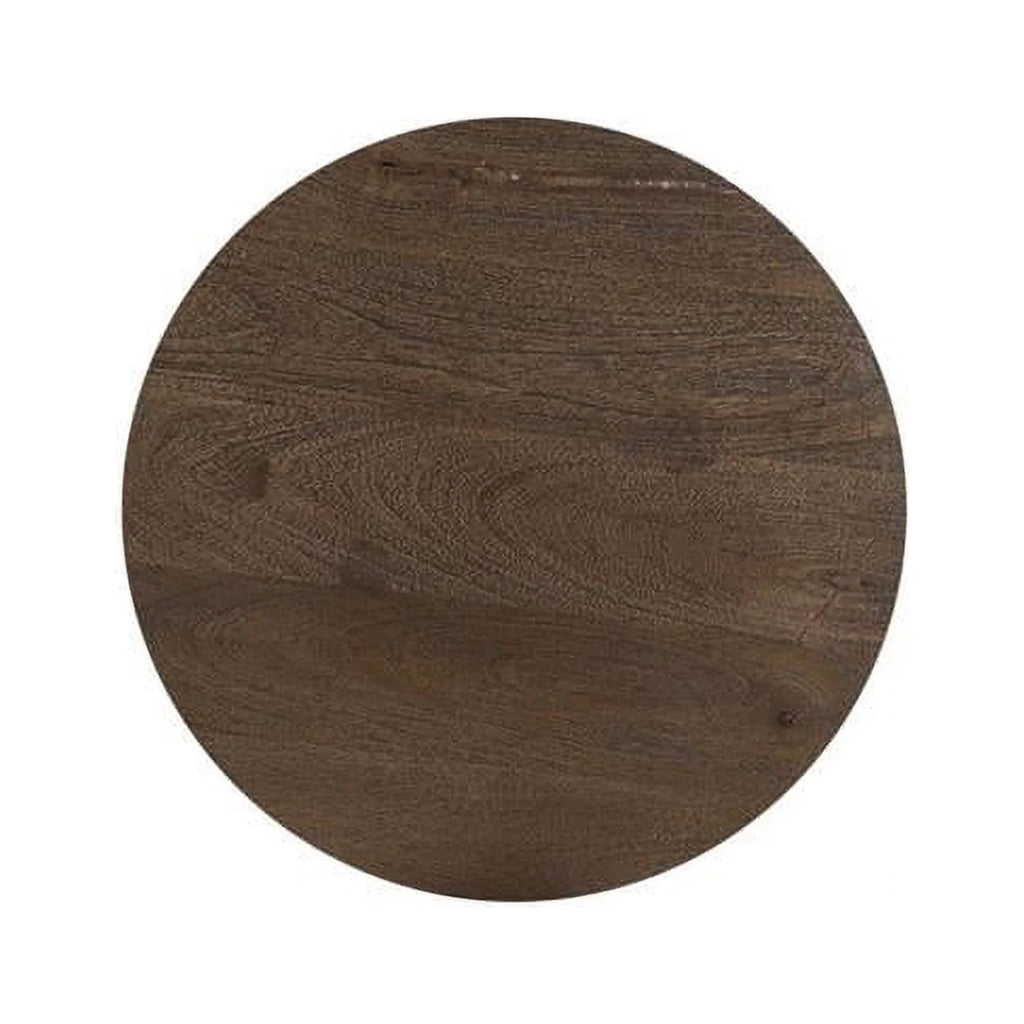 Dark Brown Solid Wood Round End Table Y544913