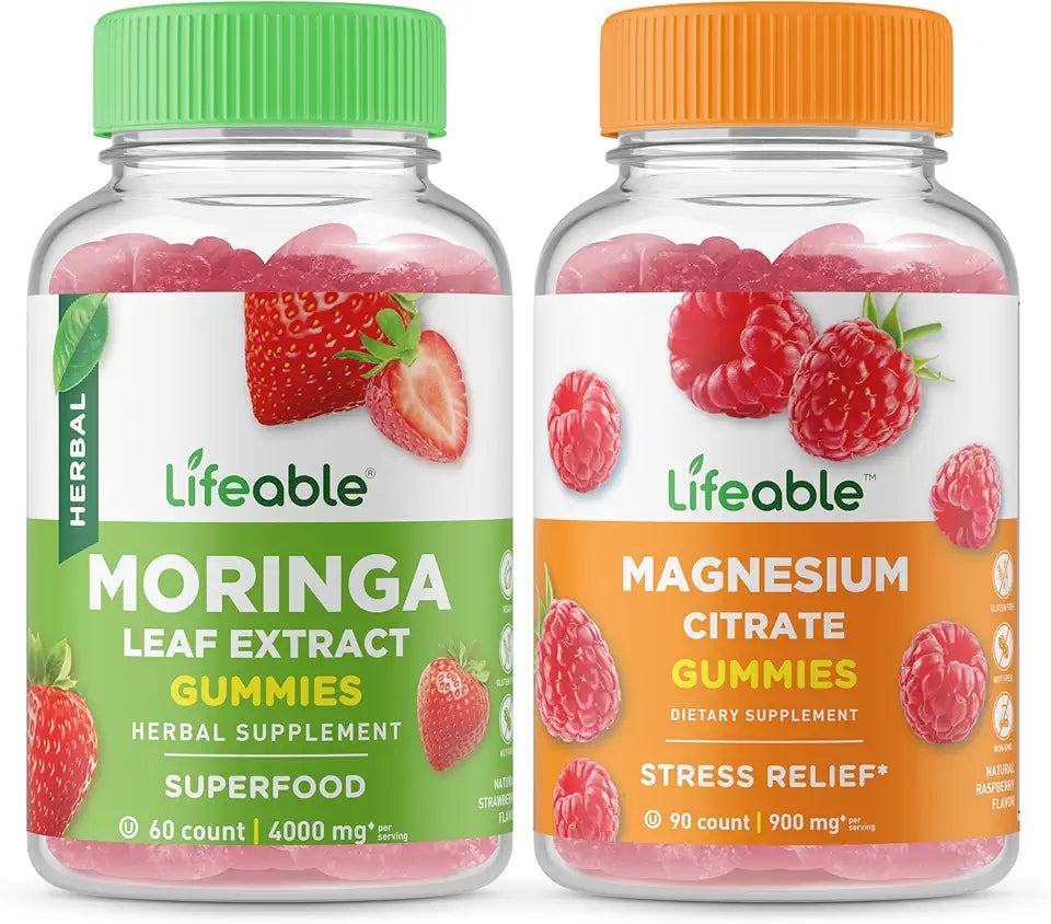 Magnesium Moringa Leaf Gummies Vitamin Supplement Gluten Free GMO Free Chewable Gummy N252