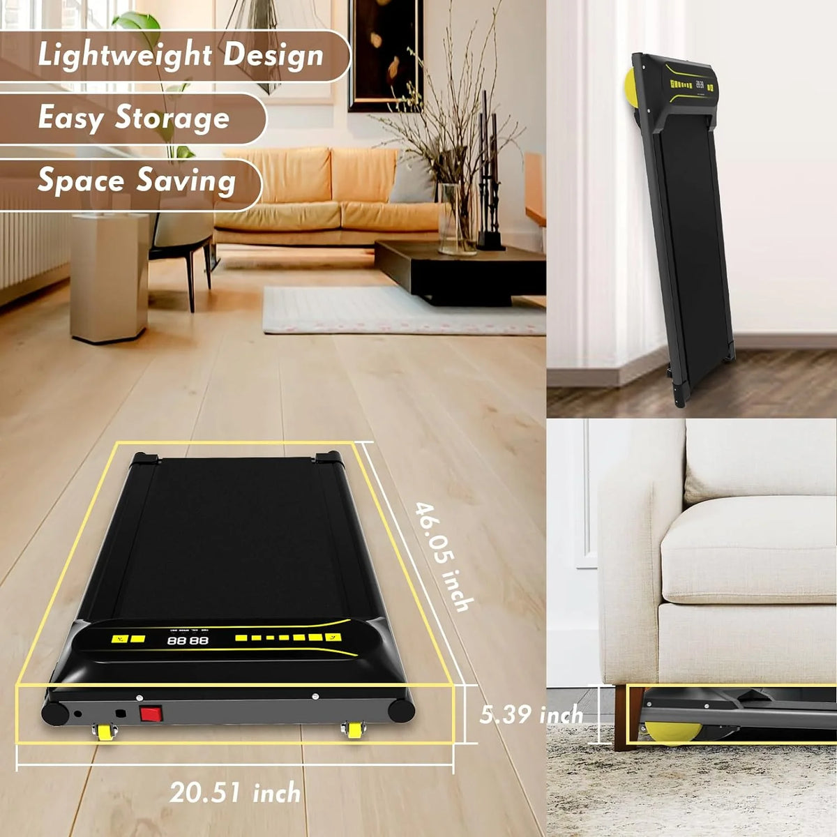 Portable Mini Treadmill with Remote Control Black G603