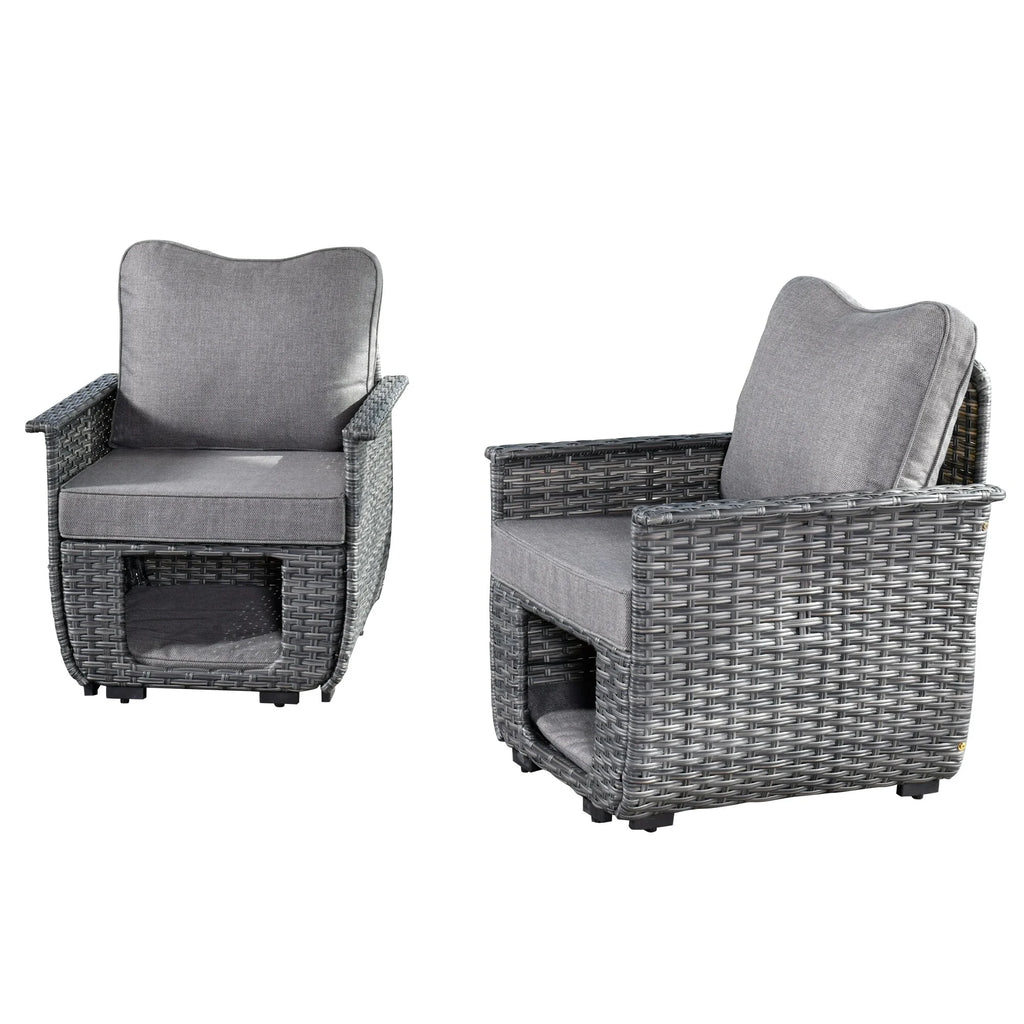 2-piece Dark Grey Wicker Patio Chair Set V278004