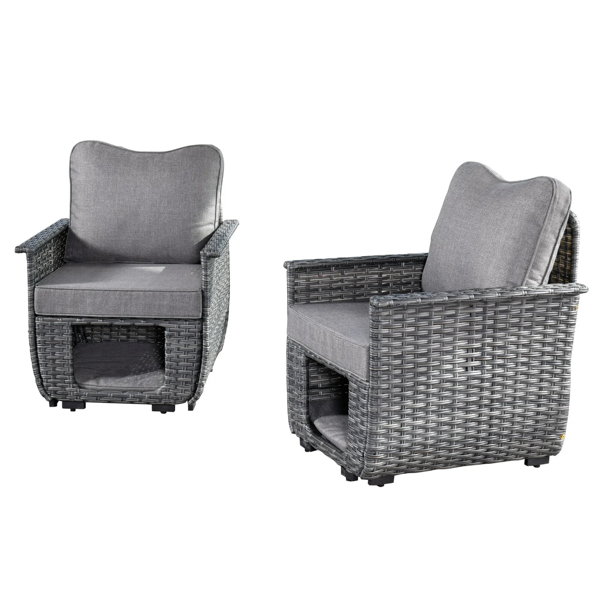 2-piece Dark Grey Wicker Patio Chair Set V278004
