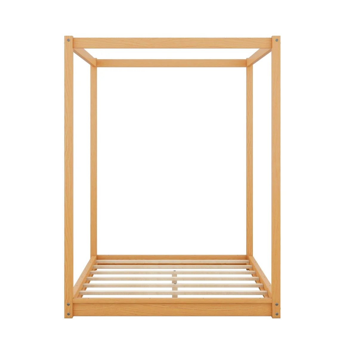 White Queen Size Wood Canopy Bed Frame with Headboard Y671