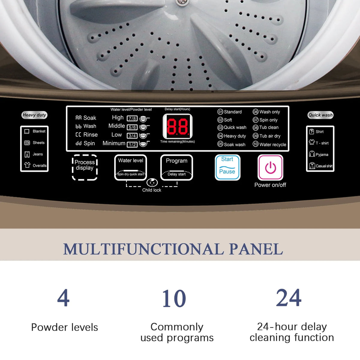 Full-Automatic 17.7 lbs Portable Compact Laundry Washer with Drain Pump B746513