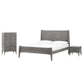 King Size Grey Wood Platform Bed Chest Nightstand Set P973358