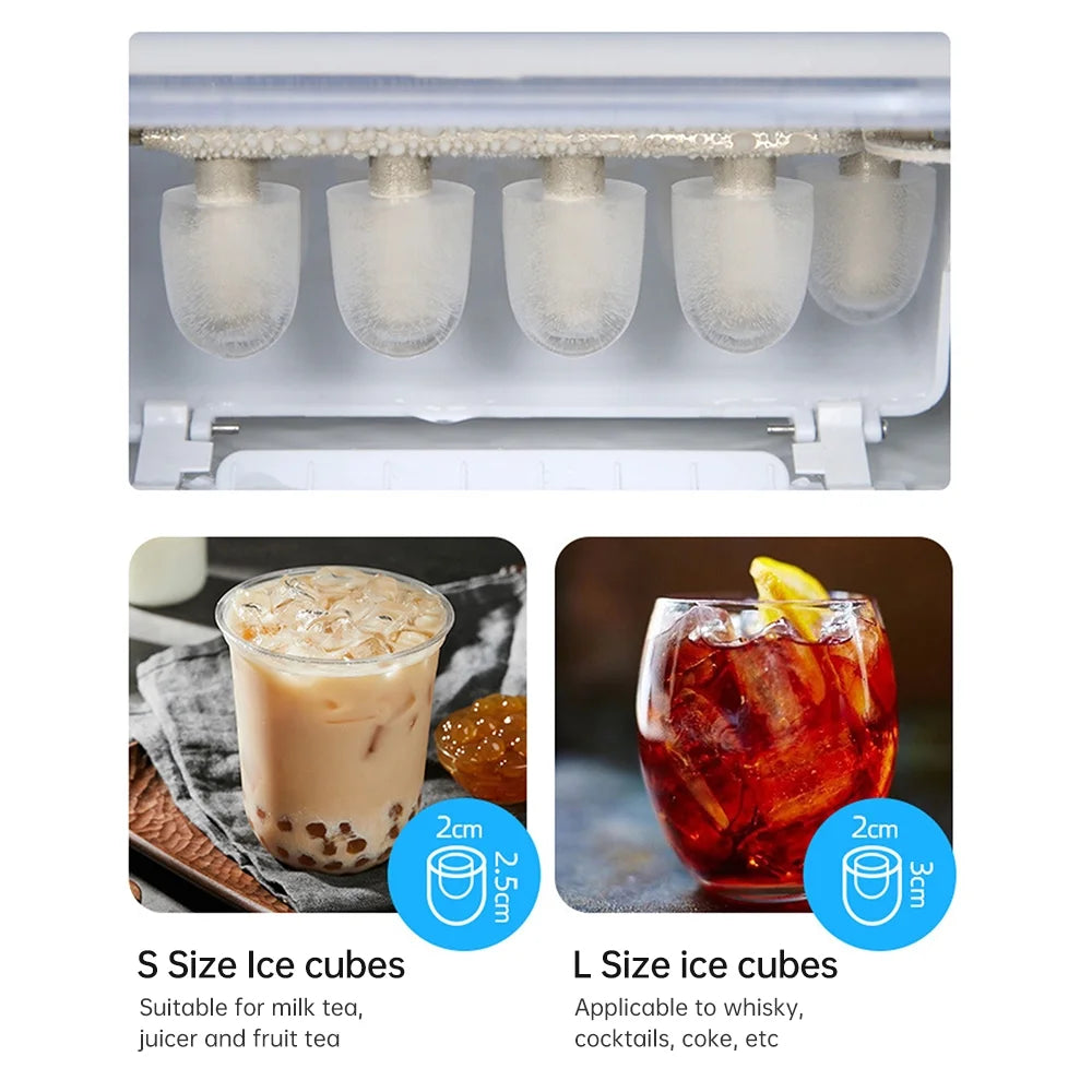 Countertop Ice Maker with Ice Scoop and Basket, 2 Ice Sizes W4126