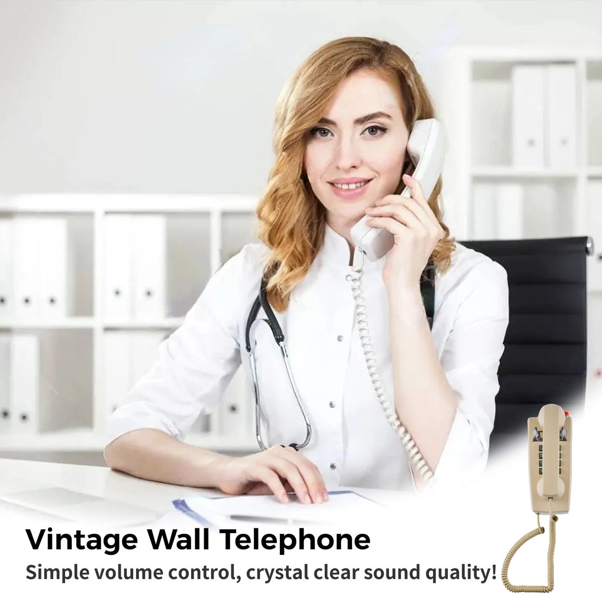 Vintage Corded Wall Telephone A7390