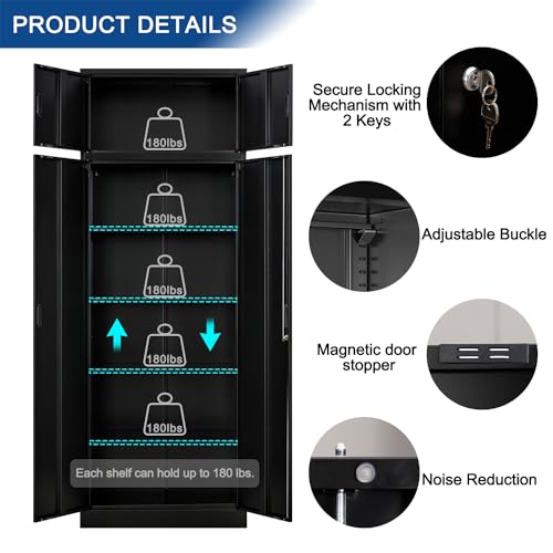 Black Lockable Steel Storage Cabinet with 2 Drawers F273